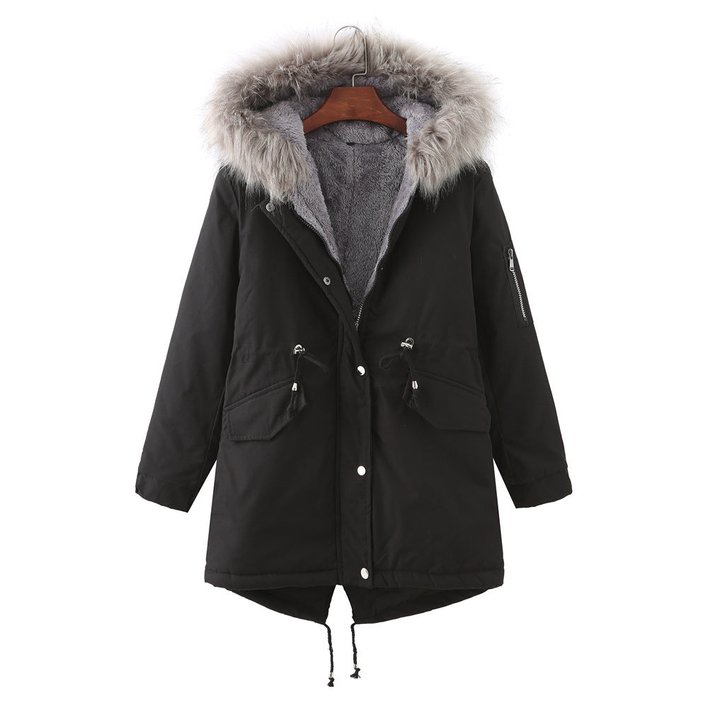 Winter Clothing Fleece-lined Thickened European Size Cotton-padded Coat Limorista