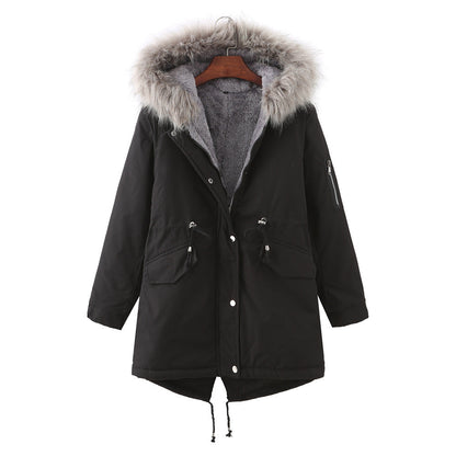Winter Clothing Fleece-lined Thickened European Size Cotton-padded Coat Limorista