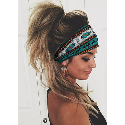 Printing Elastic Hair Band Colorful Geometric Wide-brimmed Sports Headband Limorista