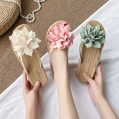 Gentle Woman Flowers All-matching Flat Shoes Non-slip Beach Sandals Limorista