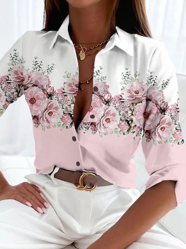 Fashion Floral Print Long Sleeve Shirt Limorista