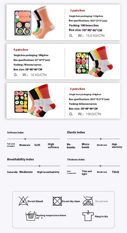 Creative Sushi Mid-calf Combed Cotton Socks Boxed Christmas Limorista