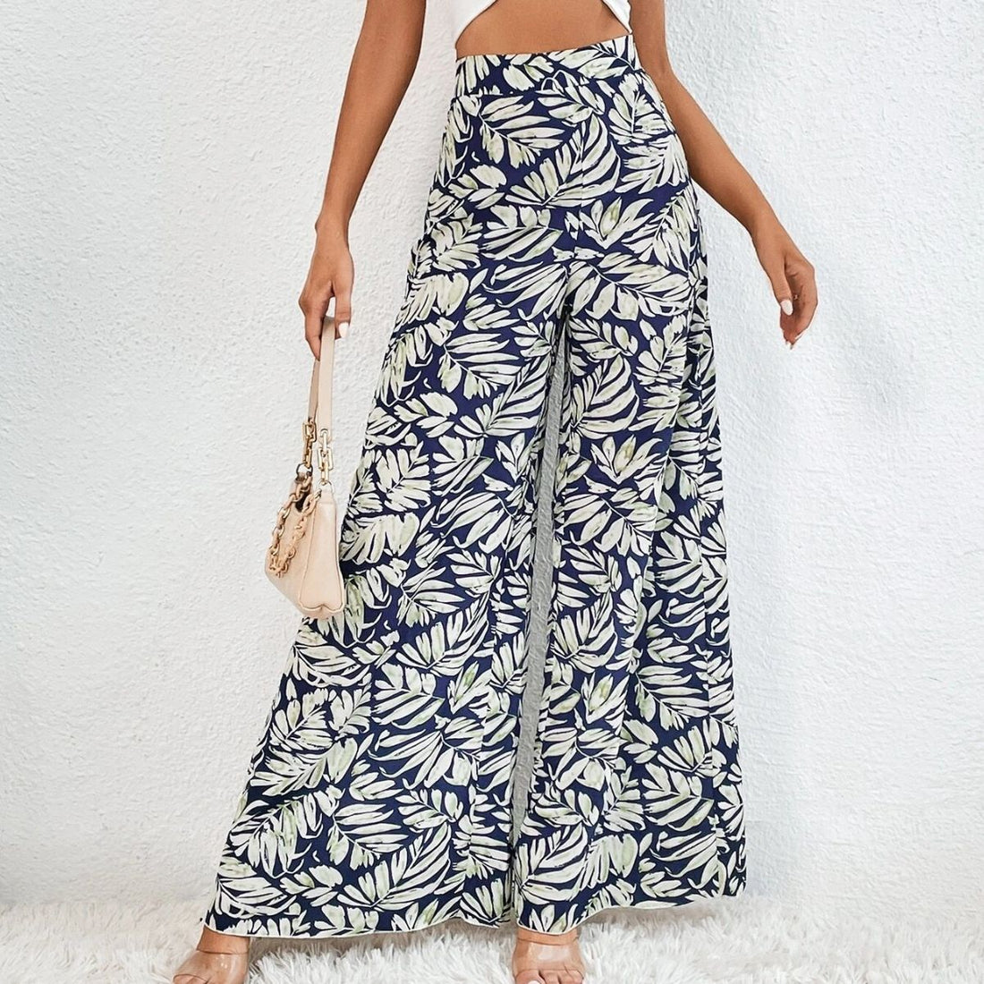 Fashionable Chiffon Floral Wide-leg Pants For Women Limorista