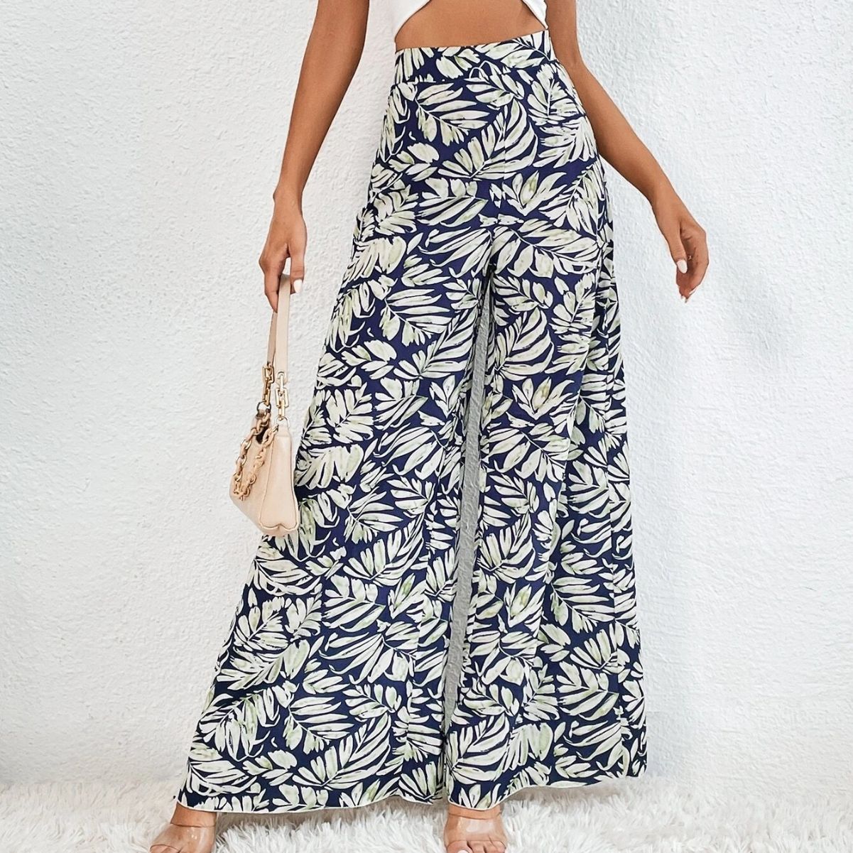Fashionable Chiffon Floral Wide-leg Pants For Women Limorista