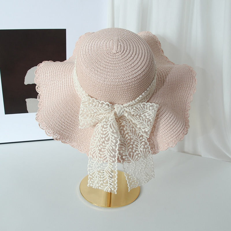 Lace String Color Woven Straw Hat Summer Versatile Outdoor Travel Beach Hat Cute Girl Ins Bucket Hat Limorista