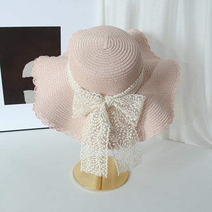 Lace String Color Woven Straw Hat Summer Versatile Outdoor Travel Beach Hat Cute Girl Ins Bucket Hat Limorista