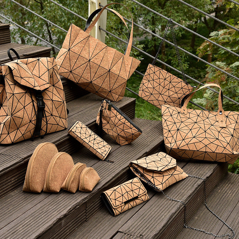 Eco-friendly Cork Grain Multifunctional Fashion Waterproof 3 Fold Hand Wallet Limorista