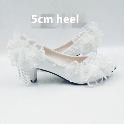 Male Lace High-heeled Shoes Korean Style, Flower Rhinestone Tassel Bride Limorista