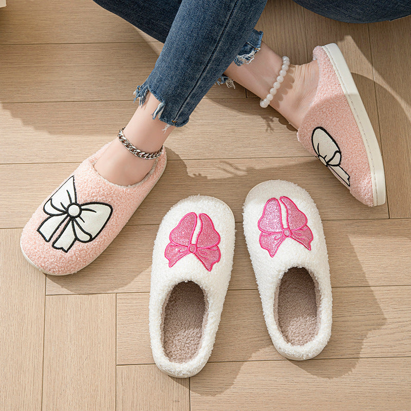 Indoor Non-slip Warm Bow Cotton Slippers Limorista