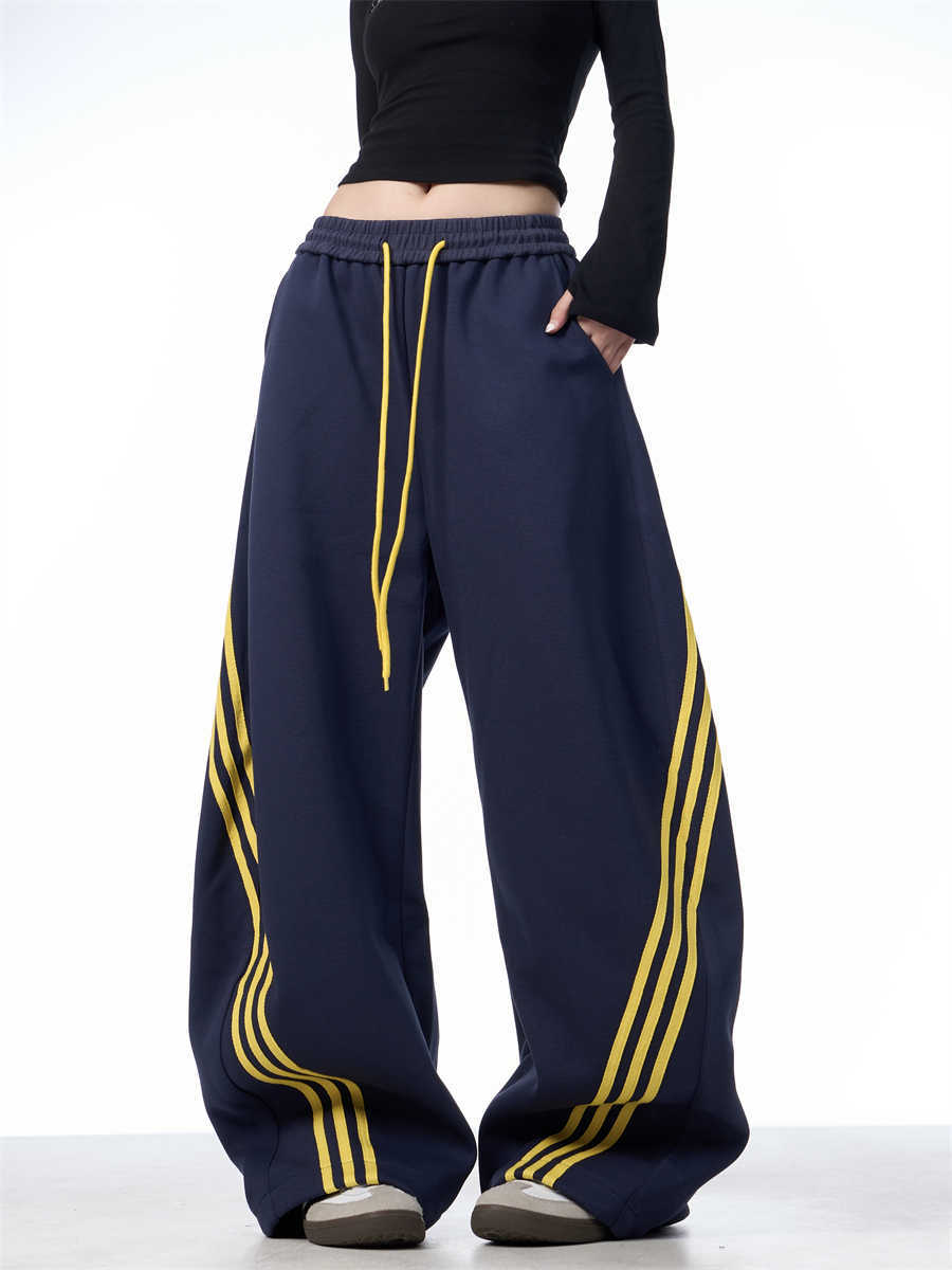 Striped Lace-up Machete Casual Pants Loose Wide-leg Pants Limorista