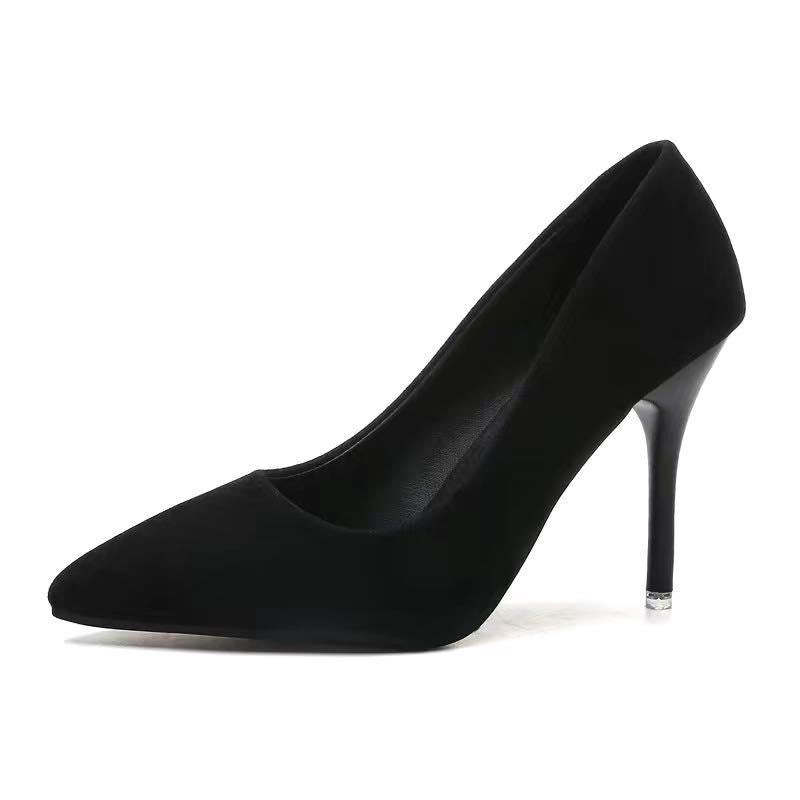 Black Suede High Heels Women&