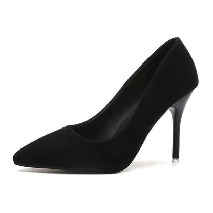 Black Suede High Heels Women&