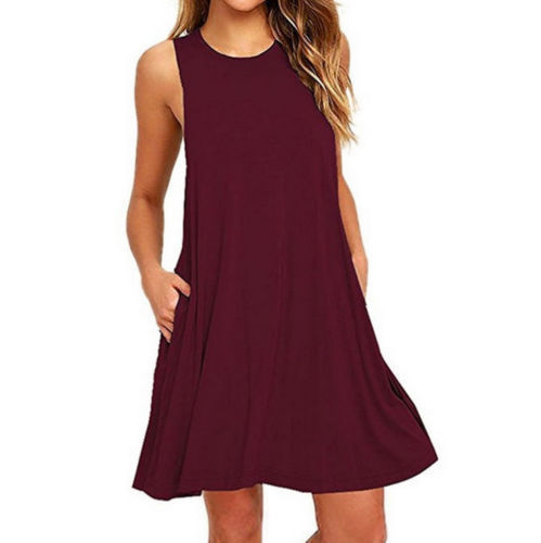 Summer Women Casual Pocket Dress Ladies T Shirt Dresses Limorista