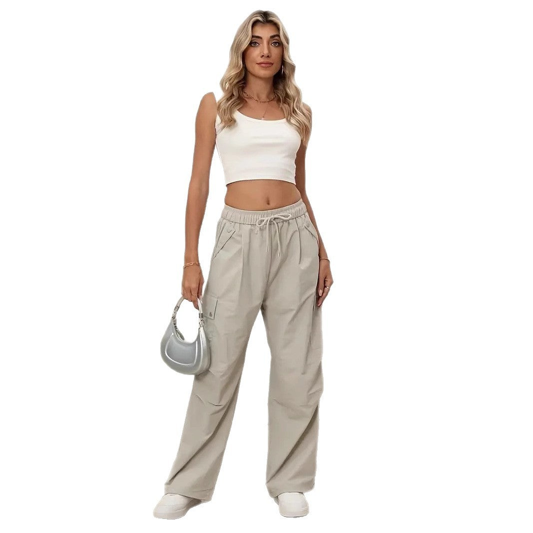 European And American Trousers High Waist Loose Tappered Wide-leg Overalls Limorista
