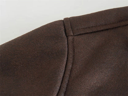 Faux Leather Double-sided Jacket European And American Locomotive Long Breasted Coat Limorista