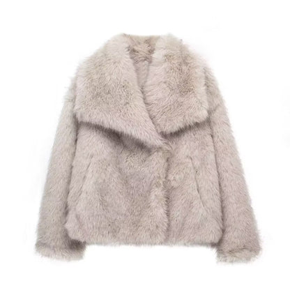 Winter Plush Coat Fashion Thicken Lapel Outwear Casual Long Sleeve Tops Womens Clothing Limorista