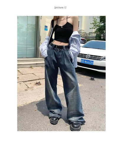 Mid-rise Washed Wide-leg Jeans Limorista