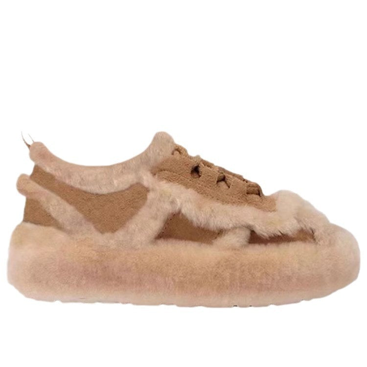 Outerwear Lamb Wool Thick Sole Half Slippers Women Limorista