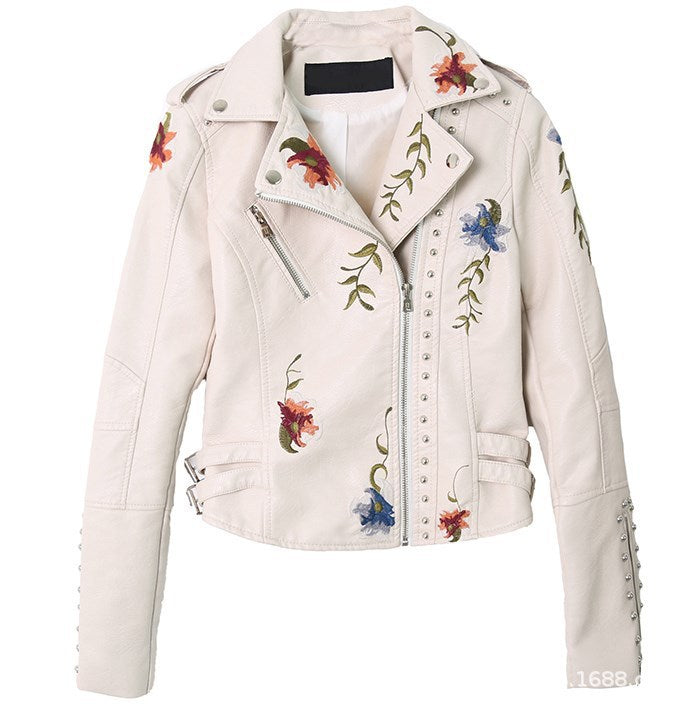 Embroidered studded leather jacket Limorista