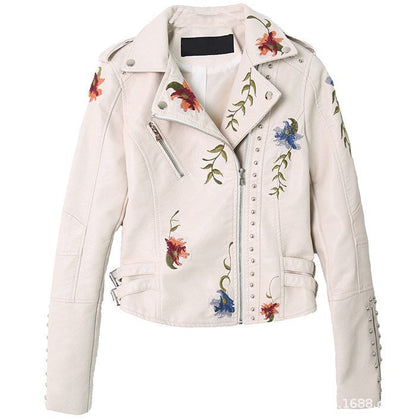 Embroidered studded leather jacket Limorista