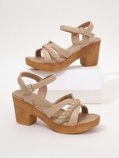 Foreign Trade Round Head Chunky Heel Ankle-strap Buckle Sandals Limorista