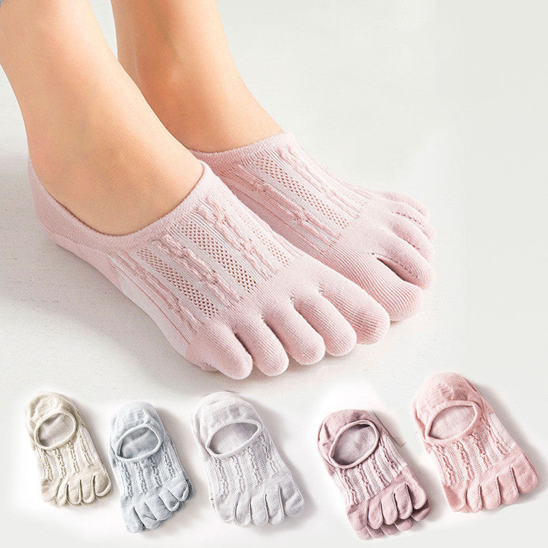Ladies Pure Cotton Deodorant Socks Sweat Absorbing Invisible Five Finger Socks Limorista