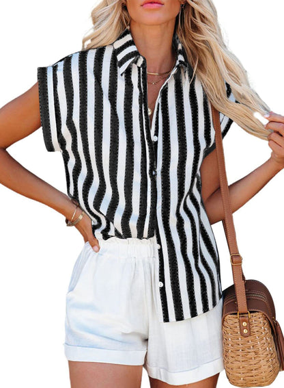 Short Sleeve Striped Women&