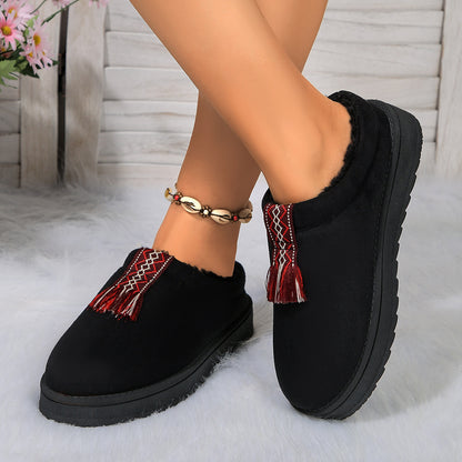 Winter Plush Home Slippers Fashion Round Toe Flat Suede Garden Shoes Indoor Warm Floor Bedroom Slipper For Women Limorista