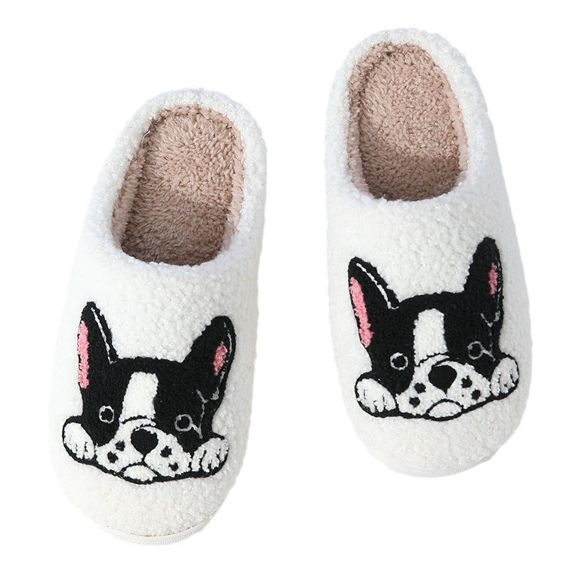 Bulldog Slippers Home Indoor And Outdoor Cartoon Non-slip Fleece-lined Thickened Cotton Slippers Limorista