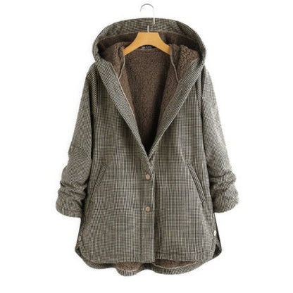 Buttoned Solid Hooded Jacket Limorista