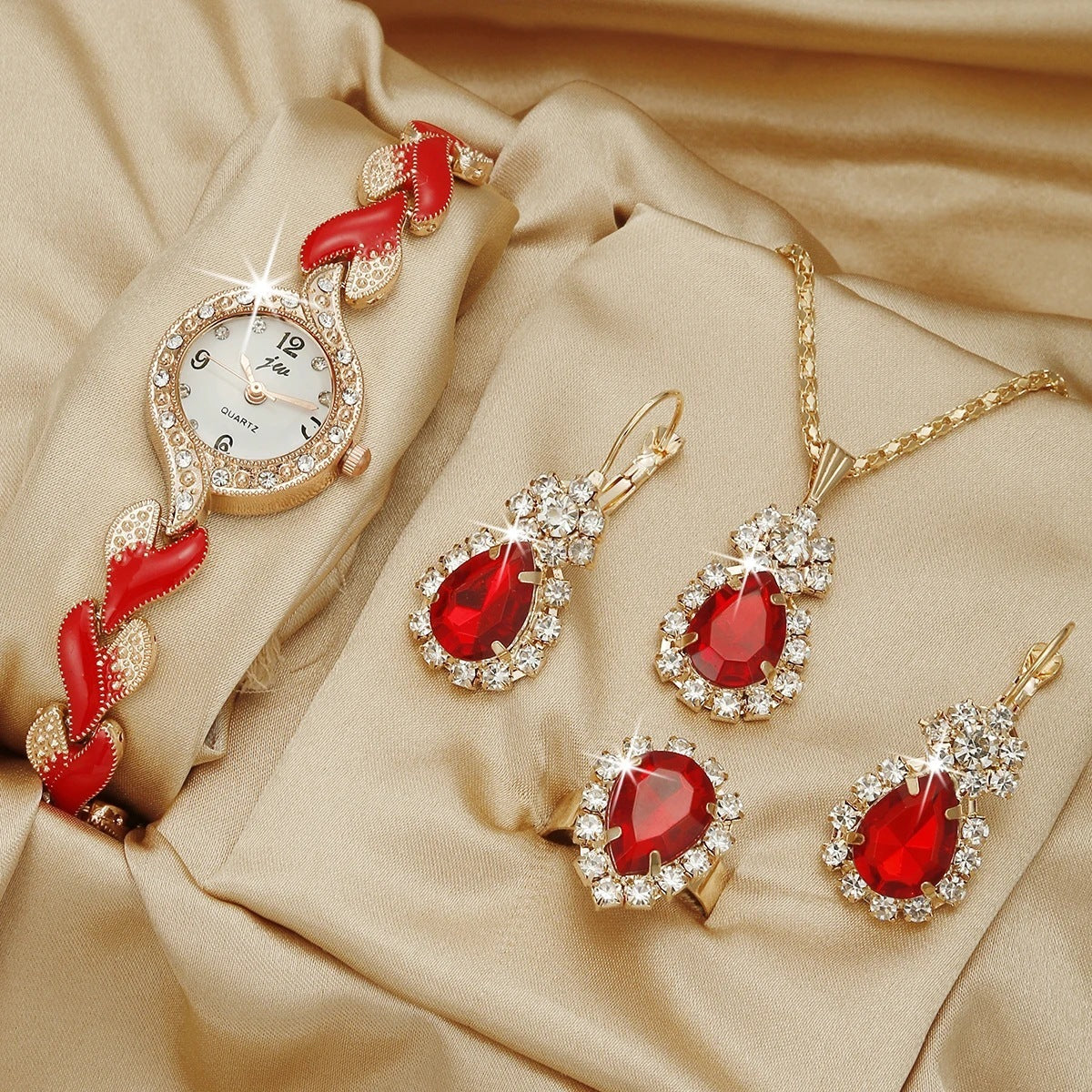 Fashion Watch Gift Suit Quartz Watch Necklace Bracelet Ring Stud Earrings Limorista