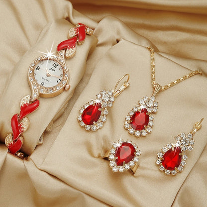 Fashion Watch Gift Suit Quartz Watch Necklace Bracelet Ring Stud Earrings Limorista