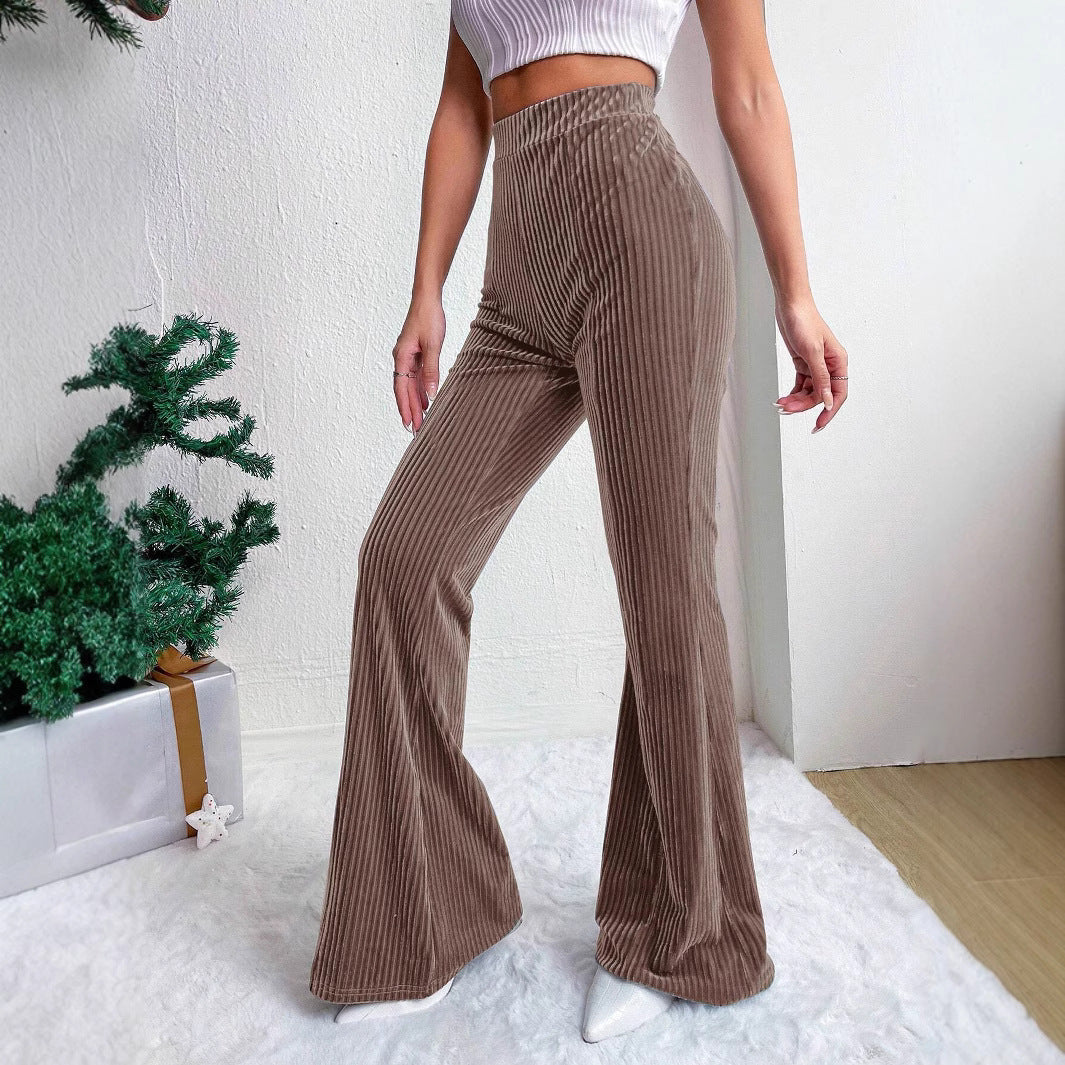 High Waist Lamp Wick Corduroy Bell-bottom Pants Wide Leg Women Limorista
