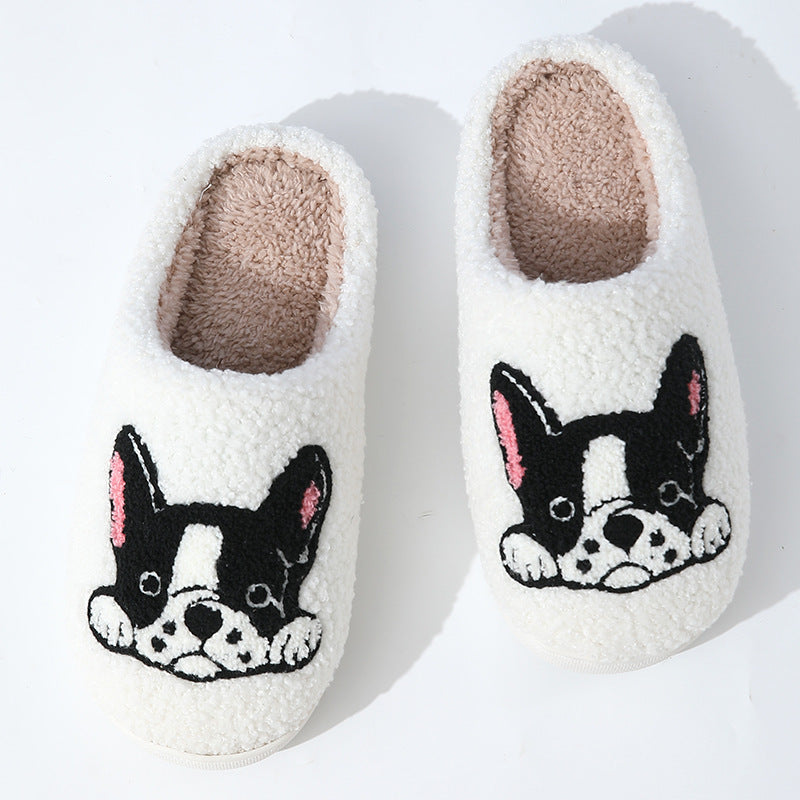 Bulldog Slippers Home Indoor And Outdoor Cartoon Non-slip Fleece-lined Thickened Cotton Slippers Limorista