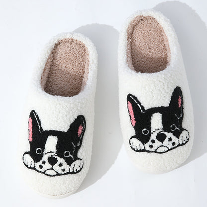 Bulldog Slippers Home Indoor And Outdoor Cartoon Non-slip Fleece-lined Thickened Cotton Slippers Limorista