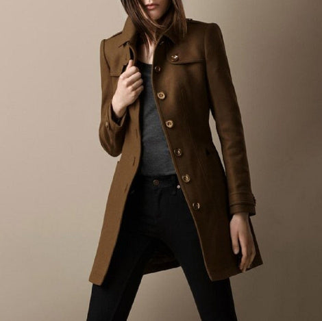 Ladies Spring Long Jacket Wool Trench Coat Limorista