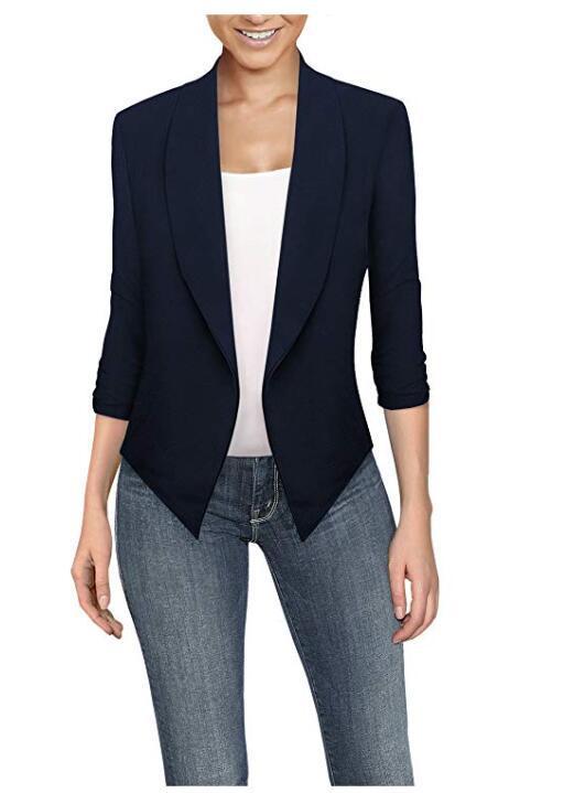 Long Sleeve Solid Color Cardigan Irregular Hem Small Suit Women Limorista