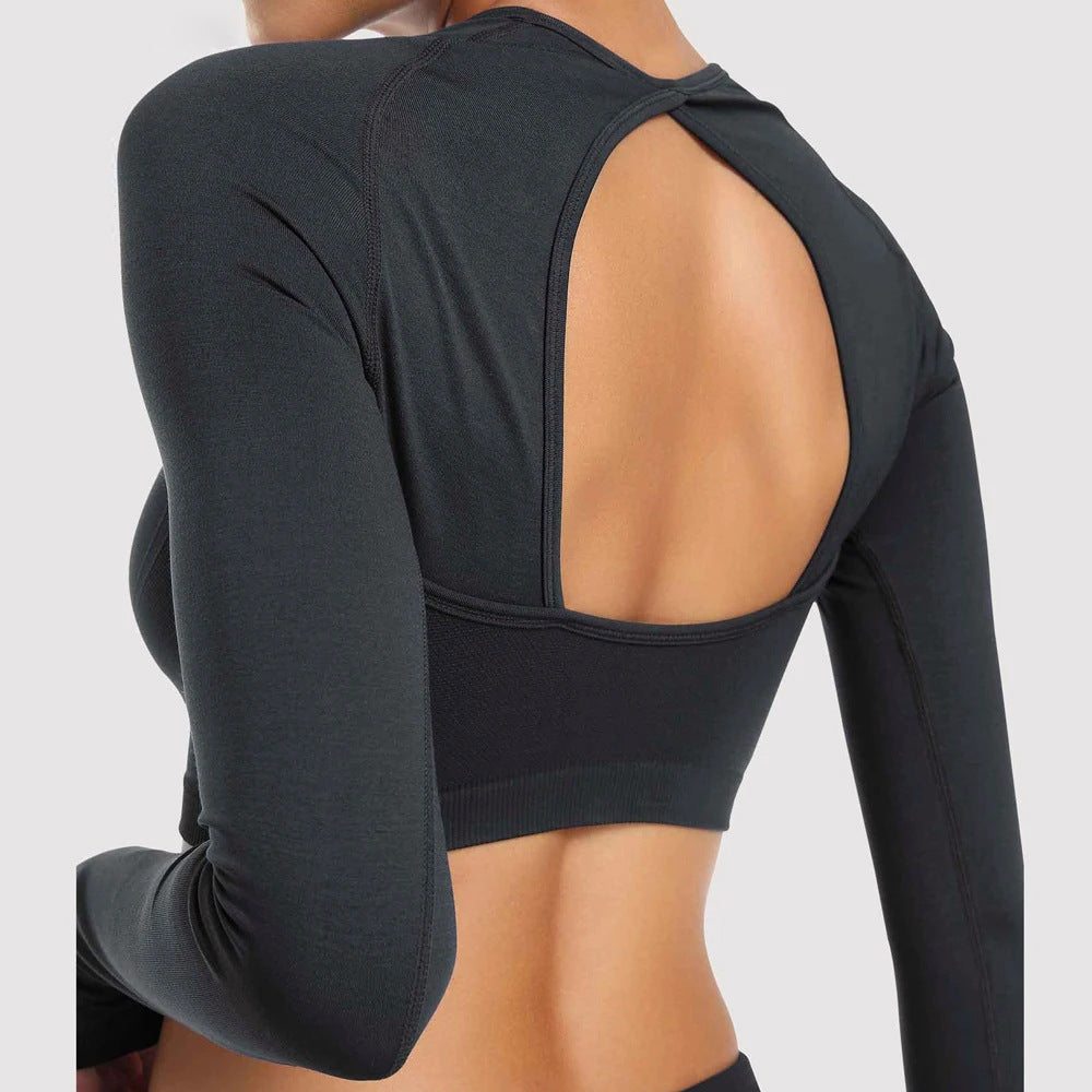 European And American Slim Fit Long Sleeve Yoga Wear Outdoor Quick-drying Top Limorista