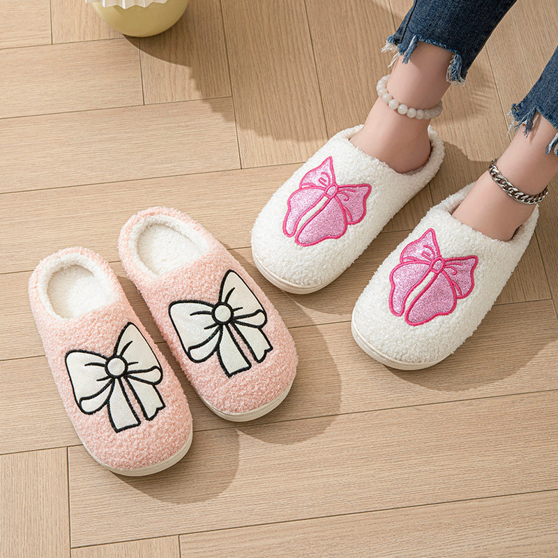 Indoor Non-slip Warm Bow Cotton Slippers Limorista