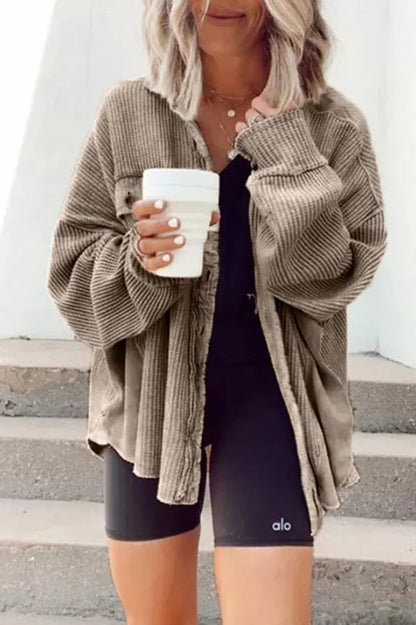 Casual Lapel Pocket Stitching Irregular Shirt Jacket Limorista