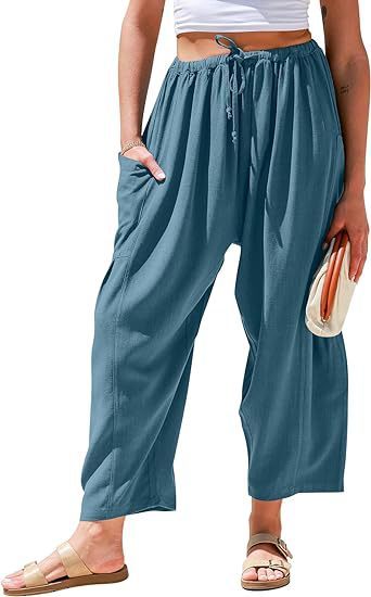 High Waist Wide Leg Loose Harem Cotton And Linen Trousers Limorista