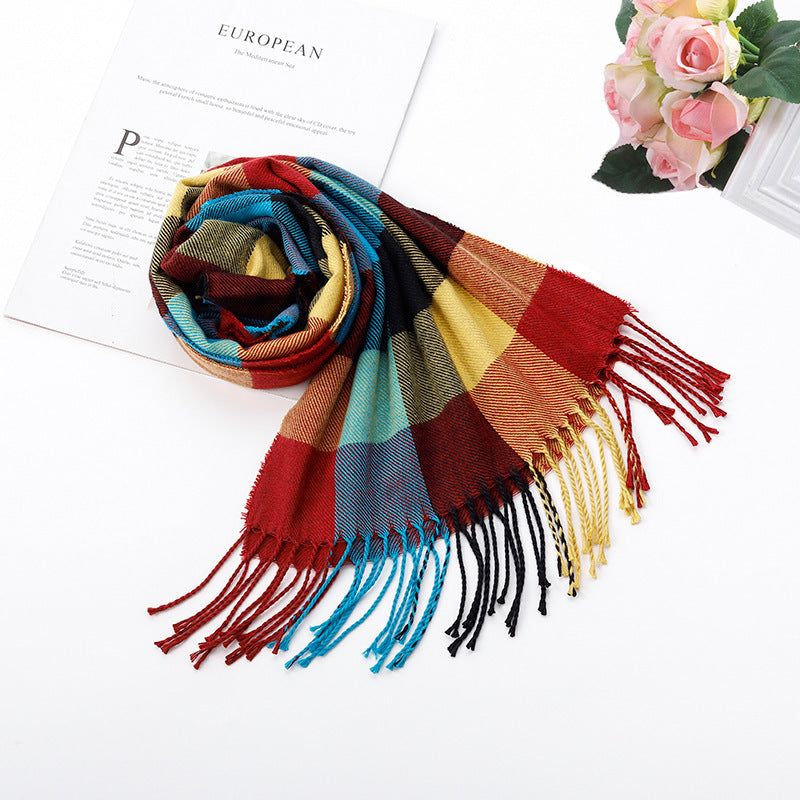 Autumn And Winter British Style Plaid Scarf Winter Limorista