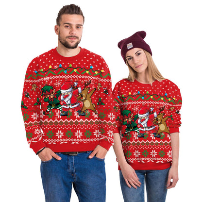Men And Women Digital Printing Christmas Round Neck Sweater Tops Limorista