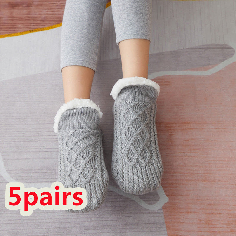 Winter Woolen Socks Women Thicken Warm Home Bedroom Socks Slippers Men Non-slip Foot Warmer Snow Socks Calcetines Mujer Limorista