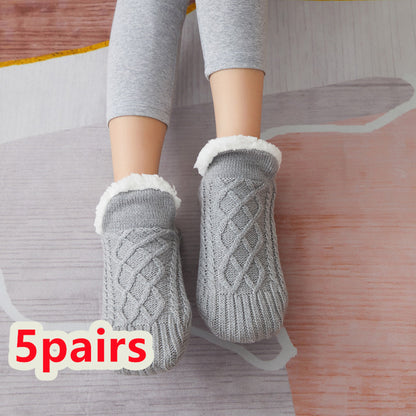 Winter Woolen Socks Women Thicken Warm Home Bedroom Socks Slippers Men Non-slip Foot Warmer Snow Socks Calcetines Mujer Limorista