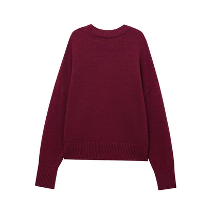 Versatile Solid Color Long Sleeve Soft Sweater Limorista