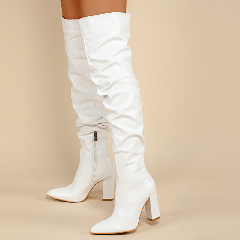 Chunky Heel High Zipper High Leg Boot Limorista