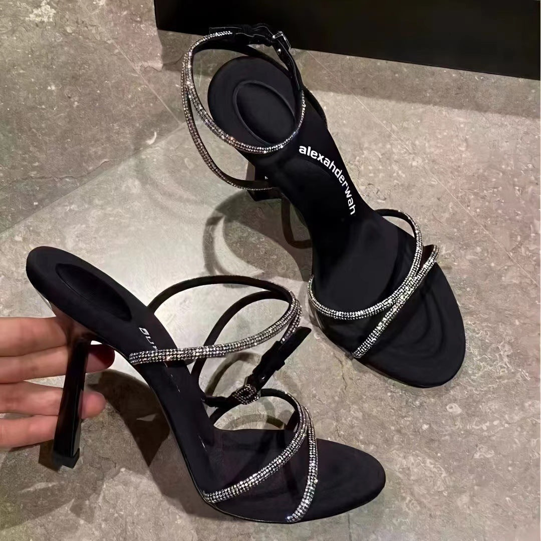 High Heels Rhinestone Cross Strap Stiletto Limorista