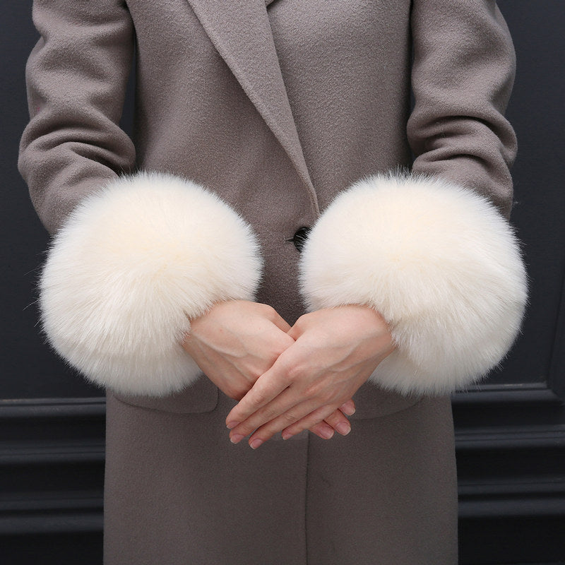 Faux Fur Fox Cuffs Plush Down Jacket  Big Artificial Hand Cuffs Limorista