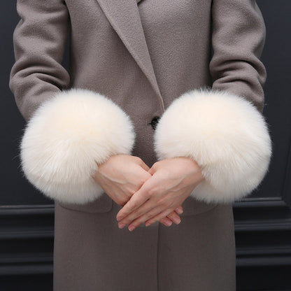 Faux Fur Fox Cuffs Plush Down Jacket  Big Artificial Hand Cuffs Limorista